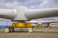 Three Giant rotors of wind turbine on construction yard