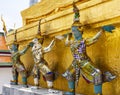 Three Giants guardian under golden pagoda in Wat Pra Kaew in ban Royalty Free Stock Photo