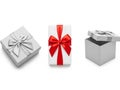 Three gift boxes isolated on white background Royalty Free Stock Photo