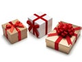 Three gift boxes isolated on white background Royalty Free Stock Photo