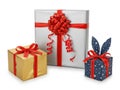 Three gift boxes isolated on white background Royalty Free Stock Photo