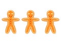 Three gingerbread men icon. Clipart image