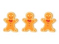 Three gingerbread men icon. Clipart image