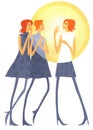 Gossip-girls, Three girls actively speak Royalty Free Stock Photo