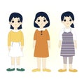 three girls in casual and festive clothes Royalty Free Stock Photo