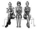 Three girls with different life styles Royalty Free Stock Photo