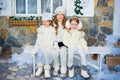 Three girls near a Christmas Royalty Free Stock Photo
