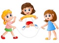 Three girls playing jump rope Royalty Free Stock Photo