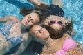 Three girls relaxing in the pool