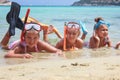 Three girls in the sea Royalty Free Stock Photo