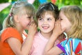 Three girls share secrets Royalty Free Stock Photo