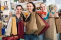 Three girls shopping together Royalty Free Stock Photo