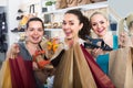 Three girls shopping together Royalty Free Stock Photo