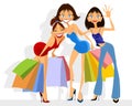 Three girls shopping Royalty Free Stock Photo