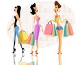 Three girls shopping Royalty Free Stock Photo