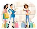 Three girls shopping Royalty Free Stock Photo