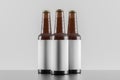 Three glass bottles over white background Royalty Free Stock Photo