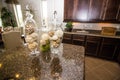 Three Glass Vases On Modern Kitchen Counter