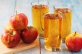 Glasses with apple juice and ripe apples Royalty Free Stock Photo