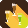 Three glasses beer flat design stylized party drink icon Royalty Free Stock Photo