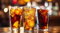 Three Glasses of Cold Beverages on Table