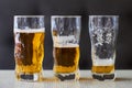 Three glasses of light beer Royalty Free Stock Photo