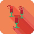 Three glasses liqueur flat design stylized party drink icon