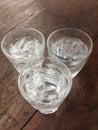 Three glasses on the table