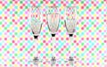 Three glasses of water on a multicoloured background showing refraction. Canvas wall art