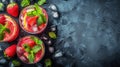 Three Glasses of Watermelon and Mint Tea Royalty Free Stock Photo