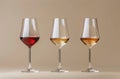 Three Glasses of Wine in a Row Royalty Free Stock Photo