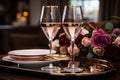 Three glasses of wine sitting on a tray Royalty Free Stock Photo