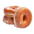 Three glazed doughnuts isolated over white background Royalty Free Stock Photo