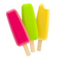 Three glossy popsicles isolated