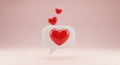 Red Hearts Floating Out of a White Speech Bubble on a Pink Gradient Background love romantic Royalty Free Stock Photo
