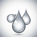 Three glossy, silver droplets are depicted against a light gradient background Royalty Free Stock Photo