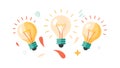 Three Glowing Light Bulbs, Idea Generation Concept, vector design Generative AI Royalty Free Stock Photo