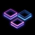 Abstract Neon Glowing Geometric Cubes on Dark Background Royalty Free Stock Photo