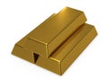 Three gold bars 3d rendering Royalty Free Stock Photo