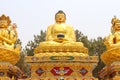 Three gold Buddha statues in Kathmandu city Royalty Free Stock Photo