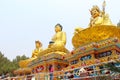 Three gold Buddha statues in Kathmandu city Royalty Free Stock Photo