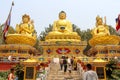 Three gold Buddha statues in Kathmandu city Royalty Free Stock Photo