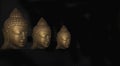 Gold buddha heads on black background Royalty Free Stock Photo