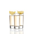 Tequila shots with lime isolated on white background Royalty Free Stock Photo
