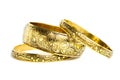 Three golden bracelets Royalty Free Stock Photo