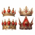 Three Golden Czarina Crowns In Adonna Khare Style Royalty Free Stock Photo