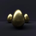 Three golden Easter egg on black background Royalty Free Stock Photo
