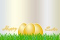 Three golden eggs Easter card Royalty Free Stock Photo