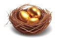 three golden eggs in the nest Royalty Free Stock Photo