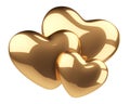 Three golden hearts - love romance concept. Royalty Free Stock Photo